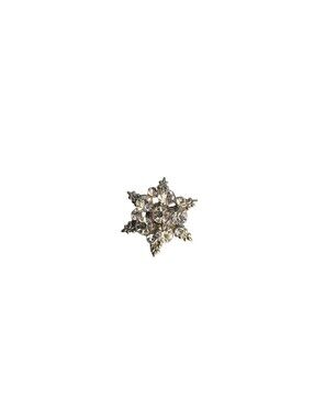 Vintage Small Rhinestone Cluster Snowflake Brooch Pin SilverTone